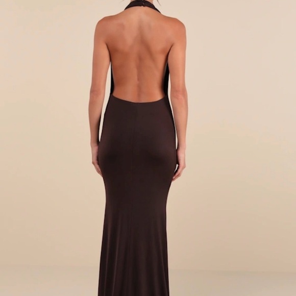 Lulu's Elegant Brown Backless Dress - Picture 3 of 5